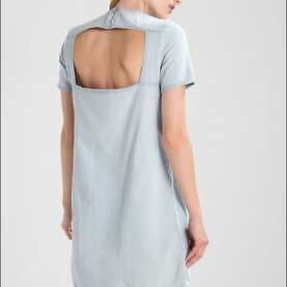 Cheap Monday Collage denim dress short sleeve cut out back zipper women's XS